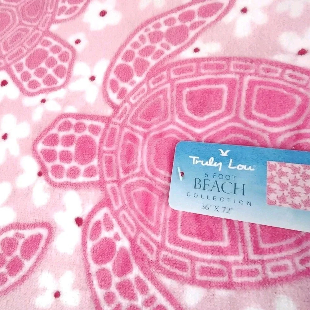 Truly Lou Collection Oversize Cotton Spa Pool Beach Towel Turtle Pink 36x72in